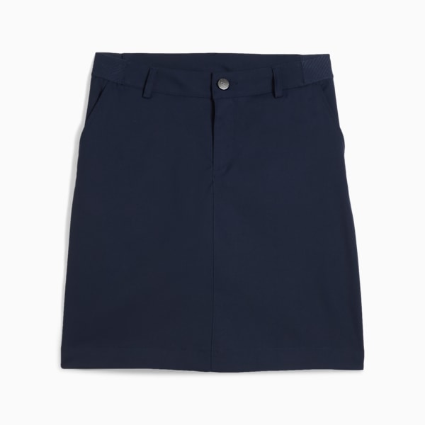 Navy PUMA skirt for women, featuring a button closure and classic pocket design.